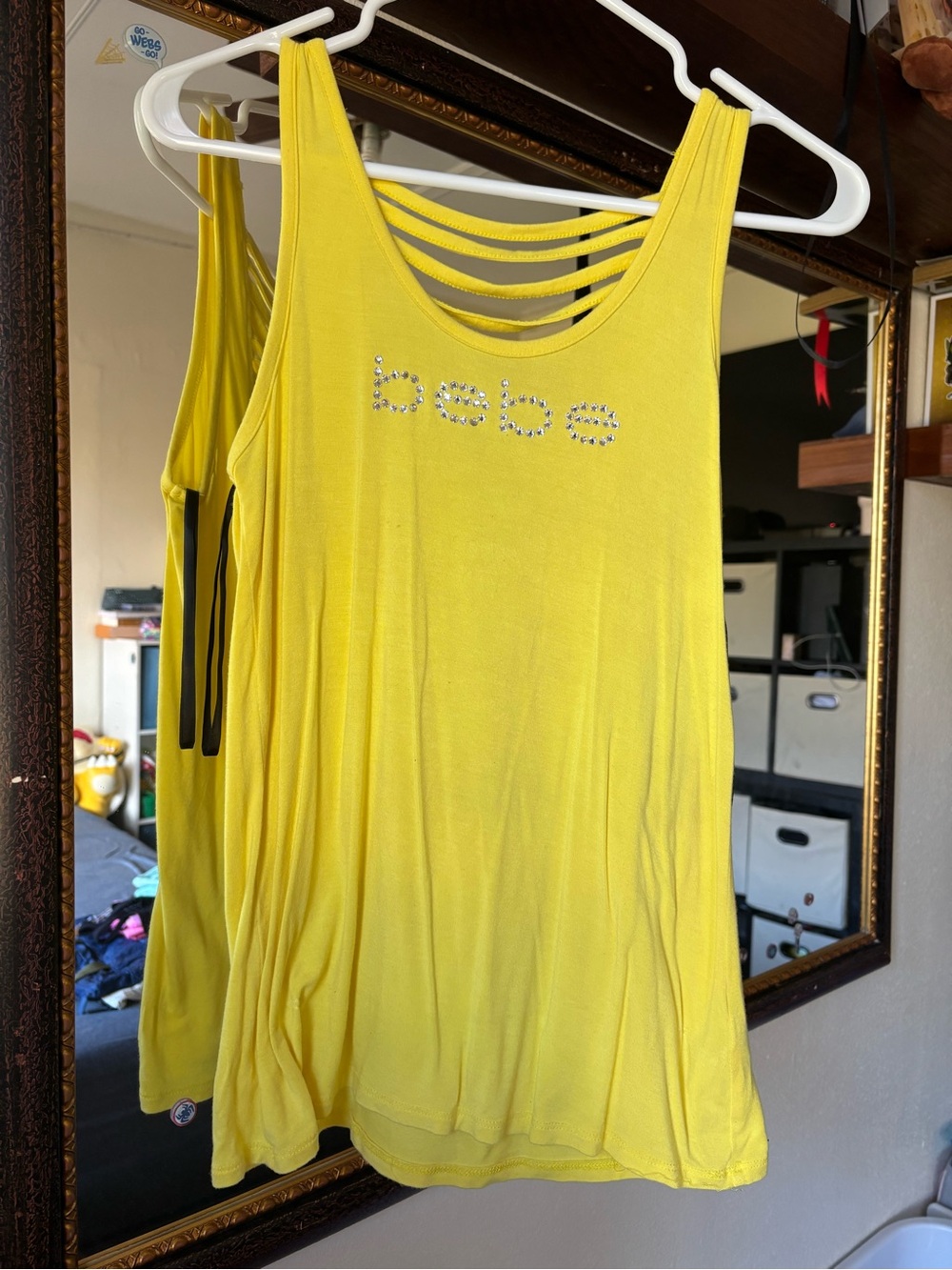 Y2k Blinged Bebe tank top